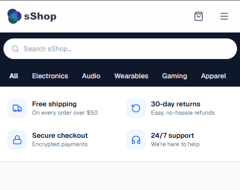 sShop — Full-Stack E-Commerce Storefront